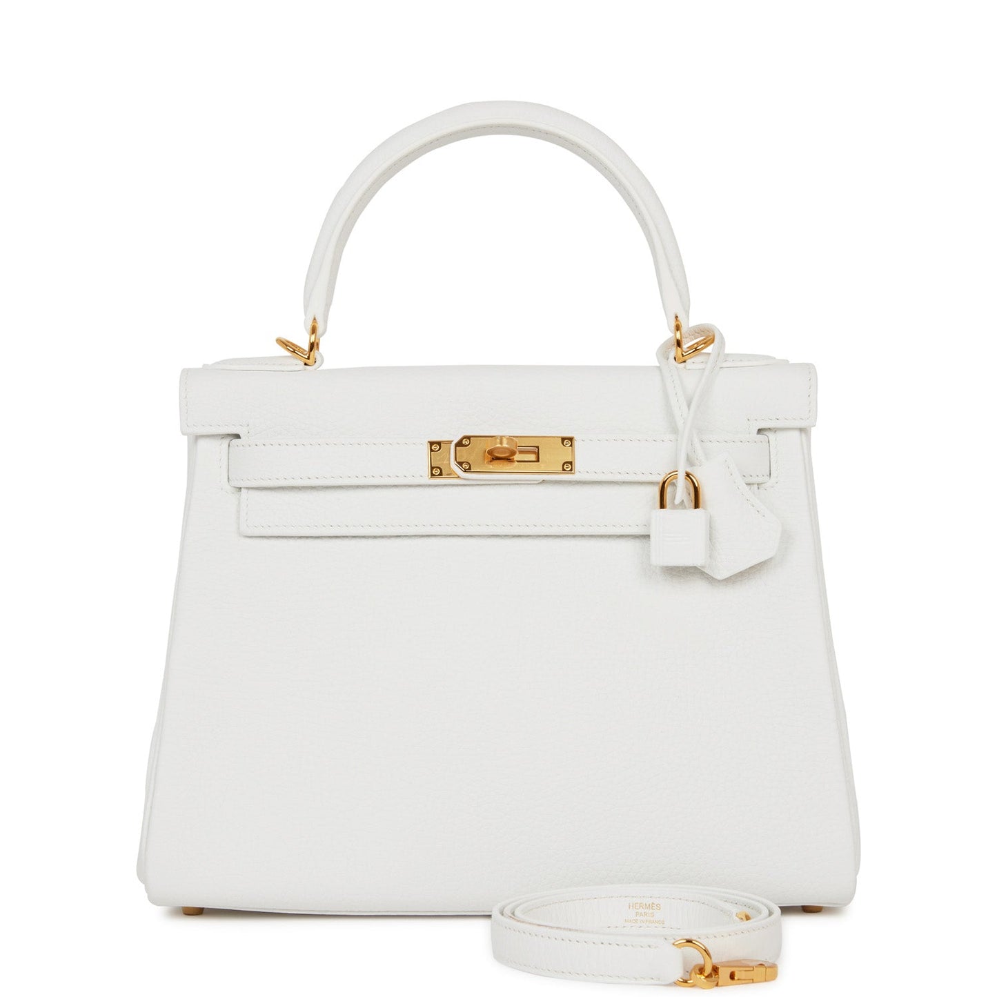 Hermes Kelly Retourne 28 White Clemence Gold Hardware