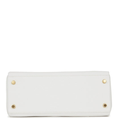 Hermes Kelly Retourne 28 White Clemence Gold Hardware