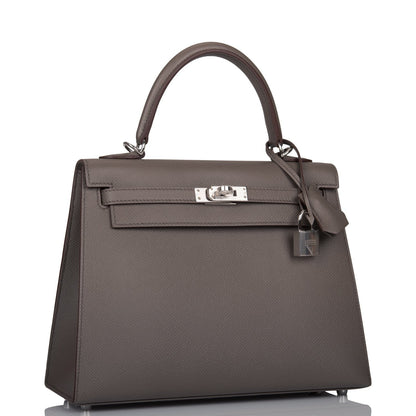 Hermes Kelly Sellier 25 Etain Epsom Palladium Hardware