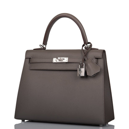 Hermes Kelly Sellier 25 Etain Epsom Palladium Hardware