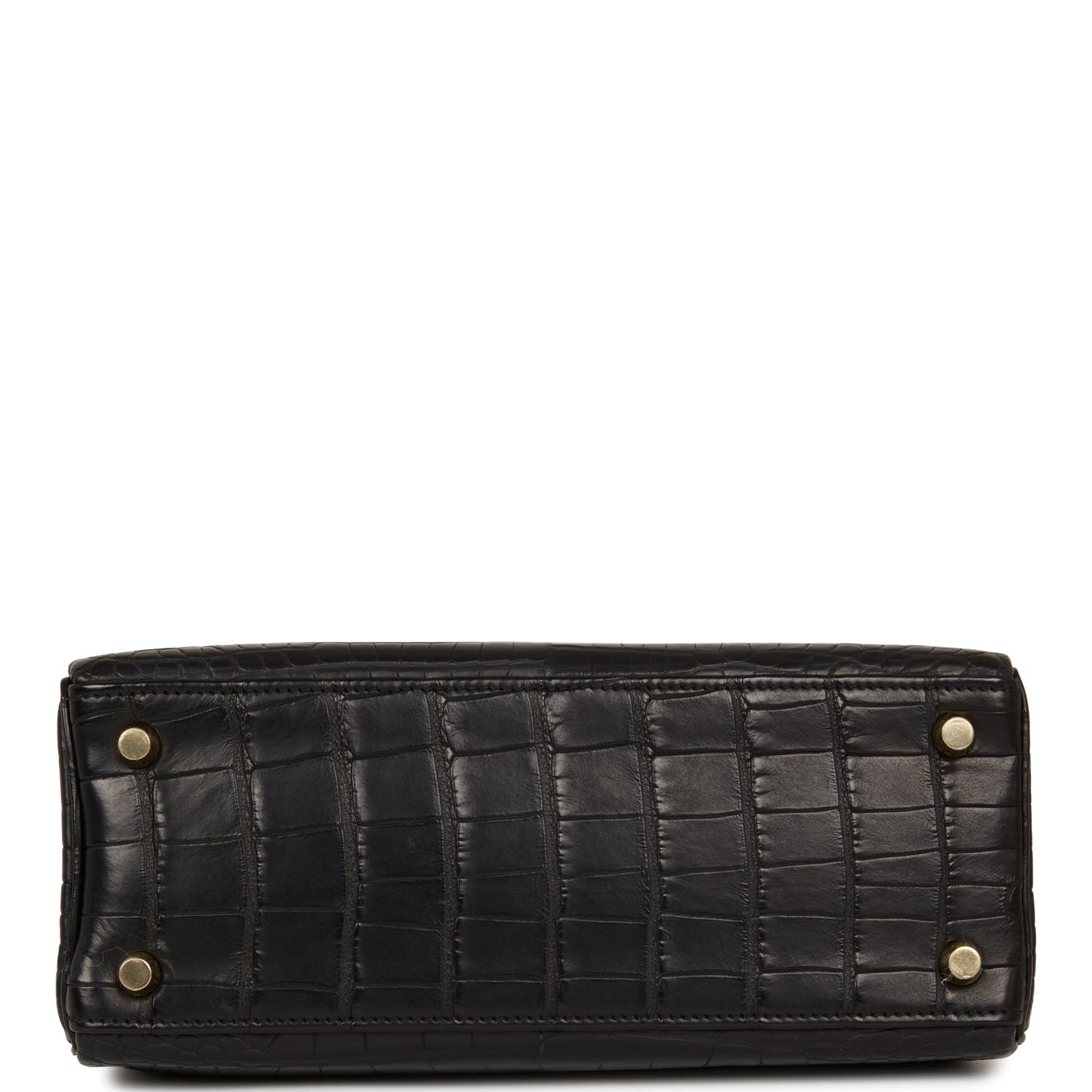 Hermes Kelly Retourne 25 Black Matte Alligator Gold Hardware