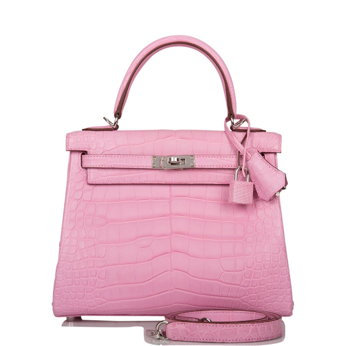 Hermes Kelly Retourne 25 Bubblegum 5P Matte Alligator Palladium Hardware