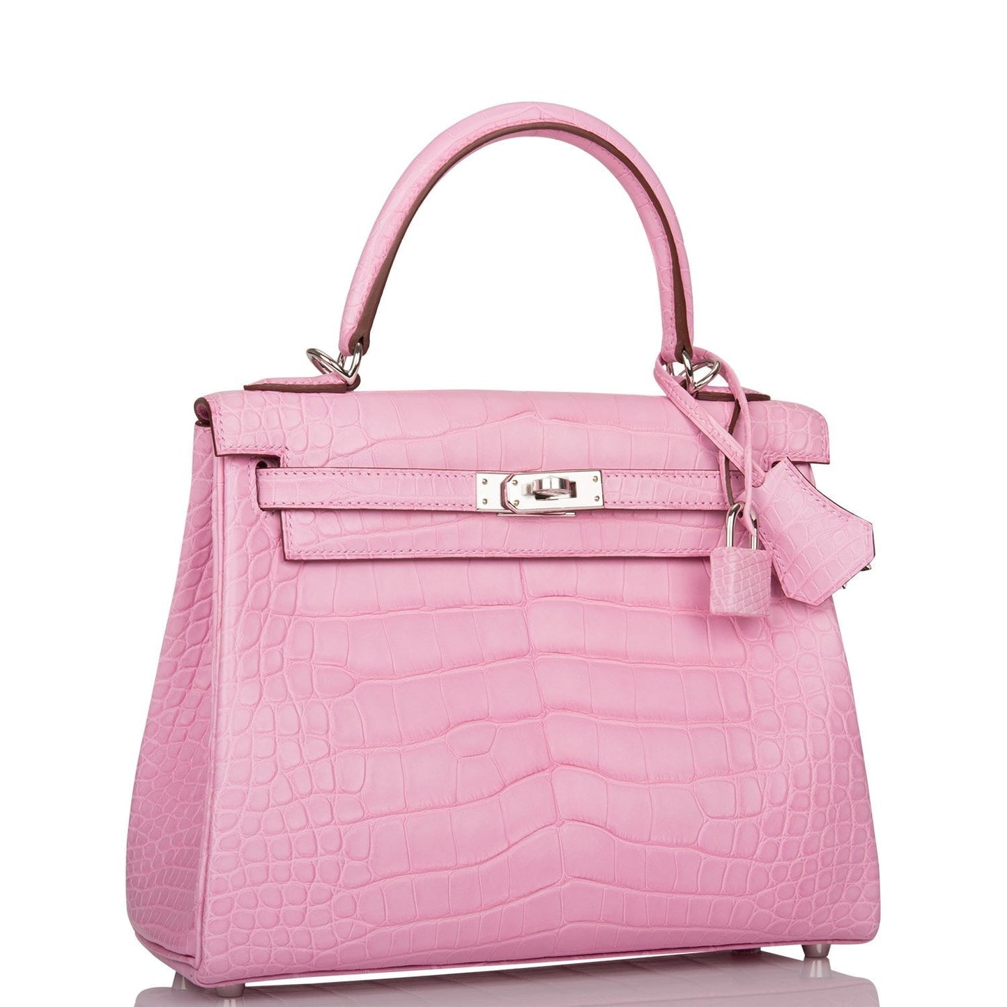 Hermes Kelly Retourne 25 Bubblegum 5P Matte Alligator Palladium Hardware