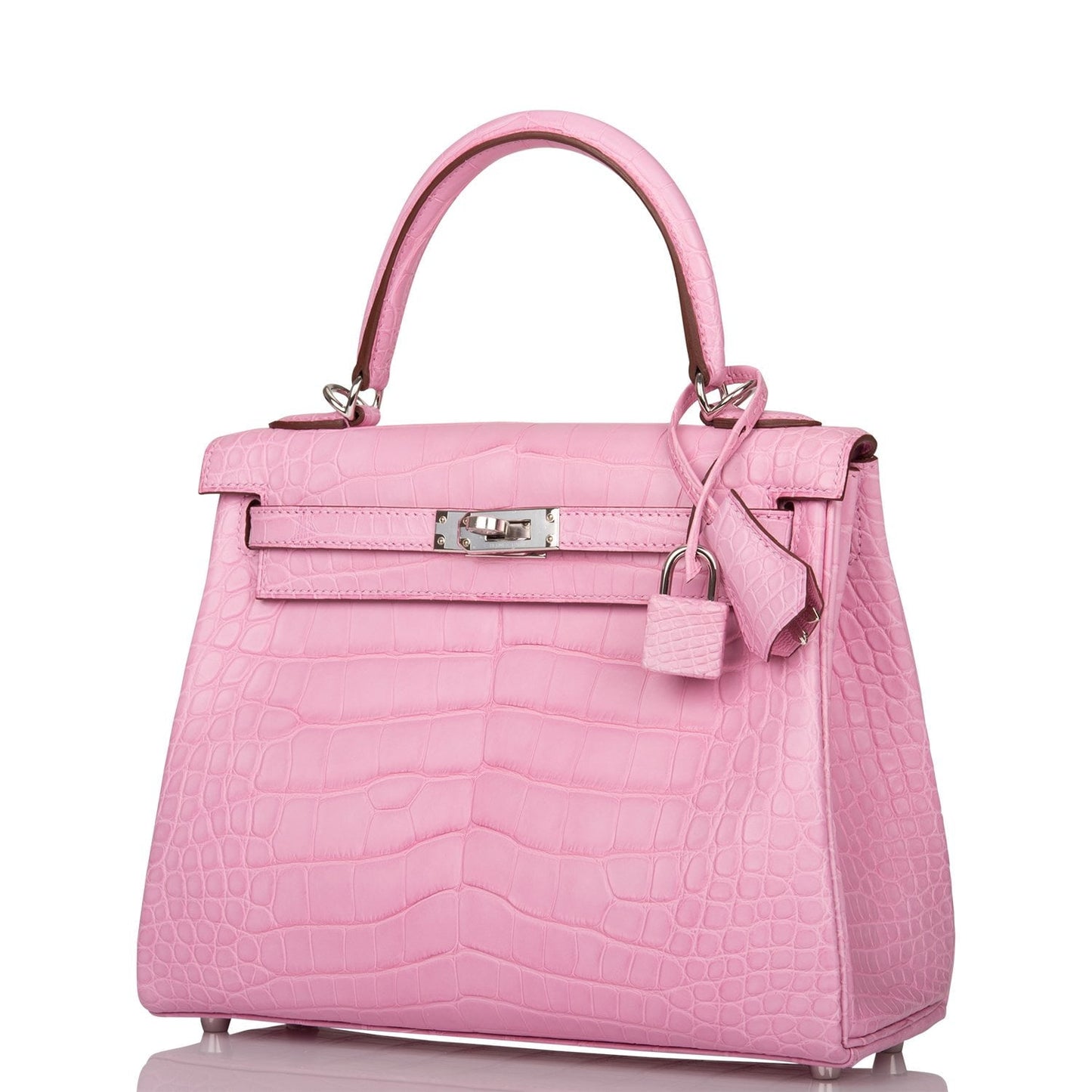 Hermes Kelly Retourne 25 Bubblegum 5P Matte Alligator Palladium Hardware