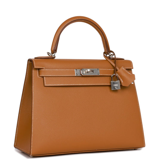 Hermes Kelly Sellier 28 Gold Epsom Palladium Hardware