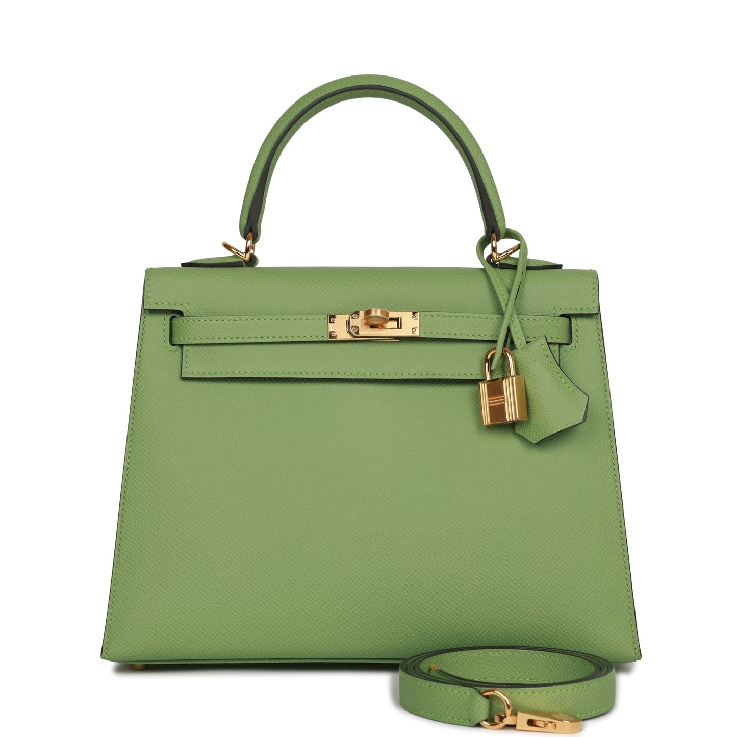 Hermes Kelly Sellier 25 Vert Criquet Epsom Gold Hardware