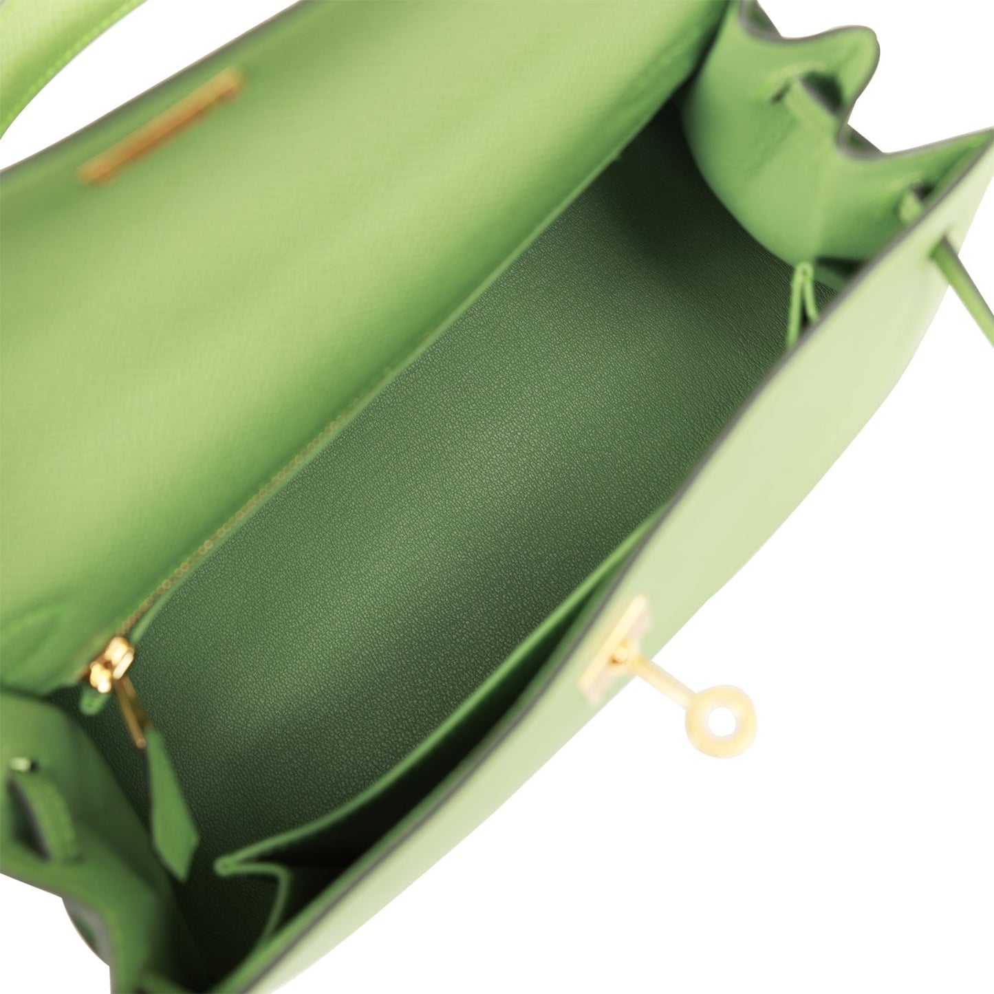 Hermes Kelly Sellier 25 Vert Criquet Epsom Gold Hardware