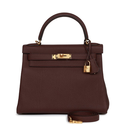 Hermes Kelly Retourne 28 Bordeaux Togo Gold Hardware