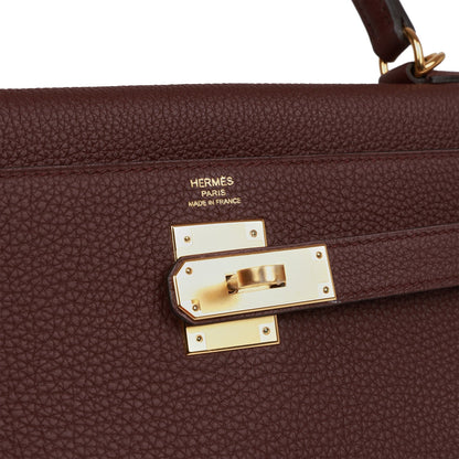 Hermes Kelly Retourne 28 Bordeaux Togo Gold Hardware