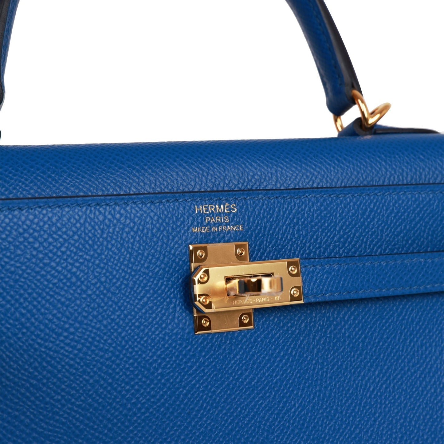 Hermes Kelly Sellier 25 Bleu France Epsom Gold Hardware