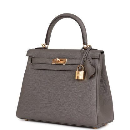 Hermes Kelly Retourne 25 Etain Togo Gold Hardware