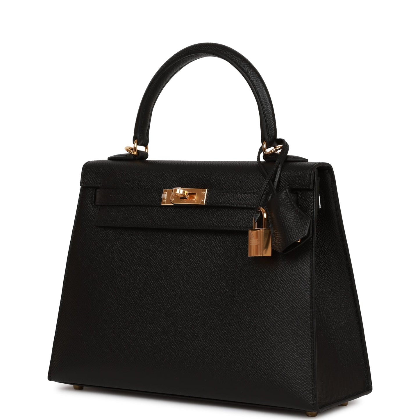 Hermes Kelly Sellier 25 Black Epsom Gold Hardware