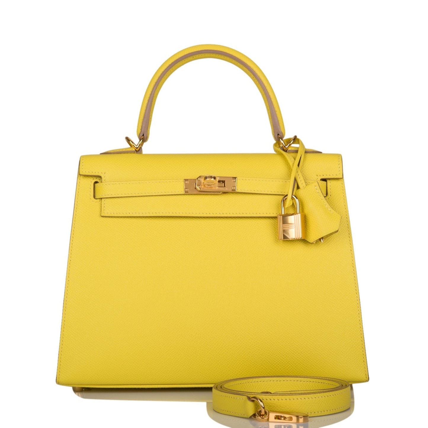 Hermes Kelly Sellier 25 Lime Epsom Gold Hardware