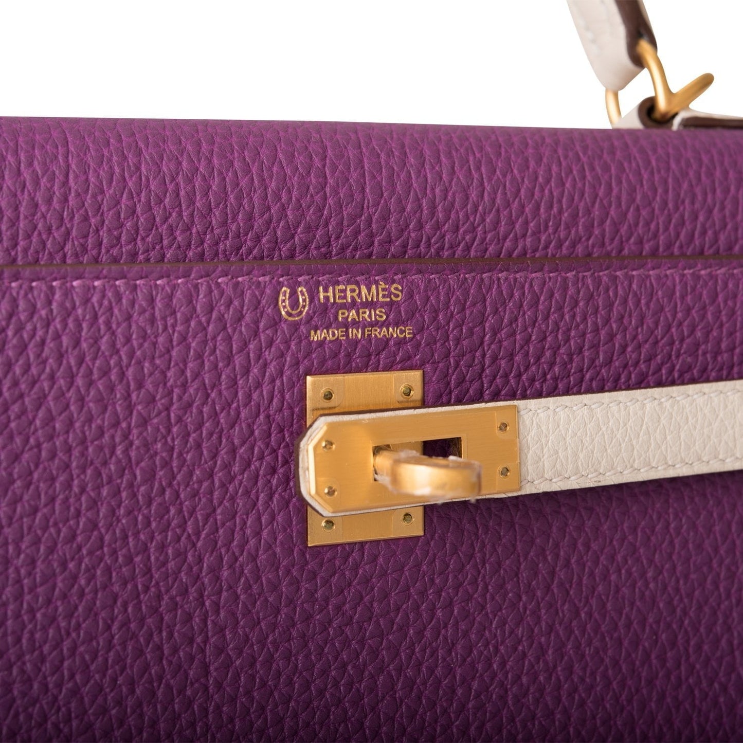 Hermes Special Order (HSS) Kelly Retourne 25 Anemone and Craie Togo Brushed Gold Hardware