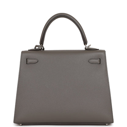 Hermes Kelly Sellier 25 Gris Meyer Epsom Palladium Hardware