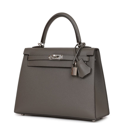 Hermes Kelly Sellier 25 Gris Meyer Epsom Palladium Hardware