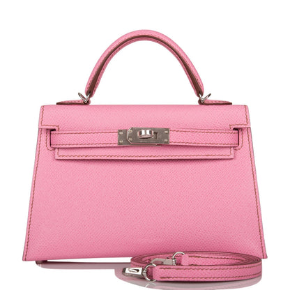 Hermes Kelly Sellier 20 Bubblegum Epsom Palladium Hardware