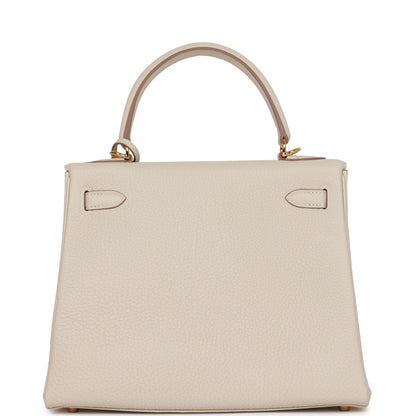 Hermes Kelly Retourne 25 Craie Togo Gold Hardware