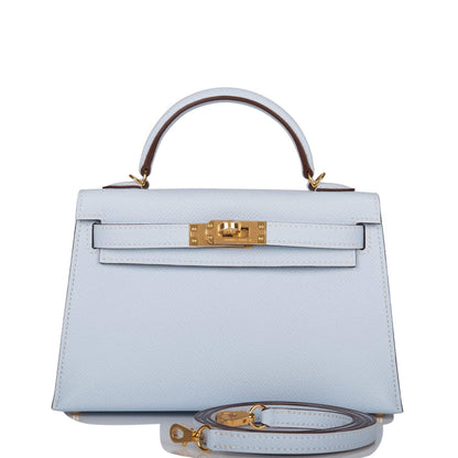 Hermes Kelly Sellier 20 Bleu Brume Epsom Gold Hardware