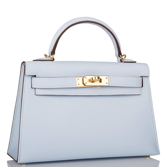 Hermes Kelly Sellier 20 Bleu Brume Epsom Gold Hardware