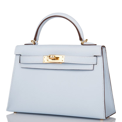 Hermes Kelly Sellier 20 Bleu Brume Epsom Gold Hardware