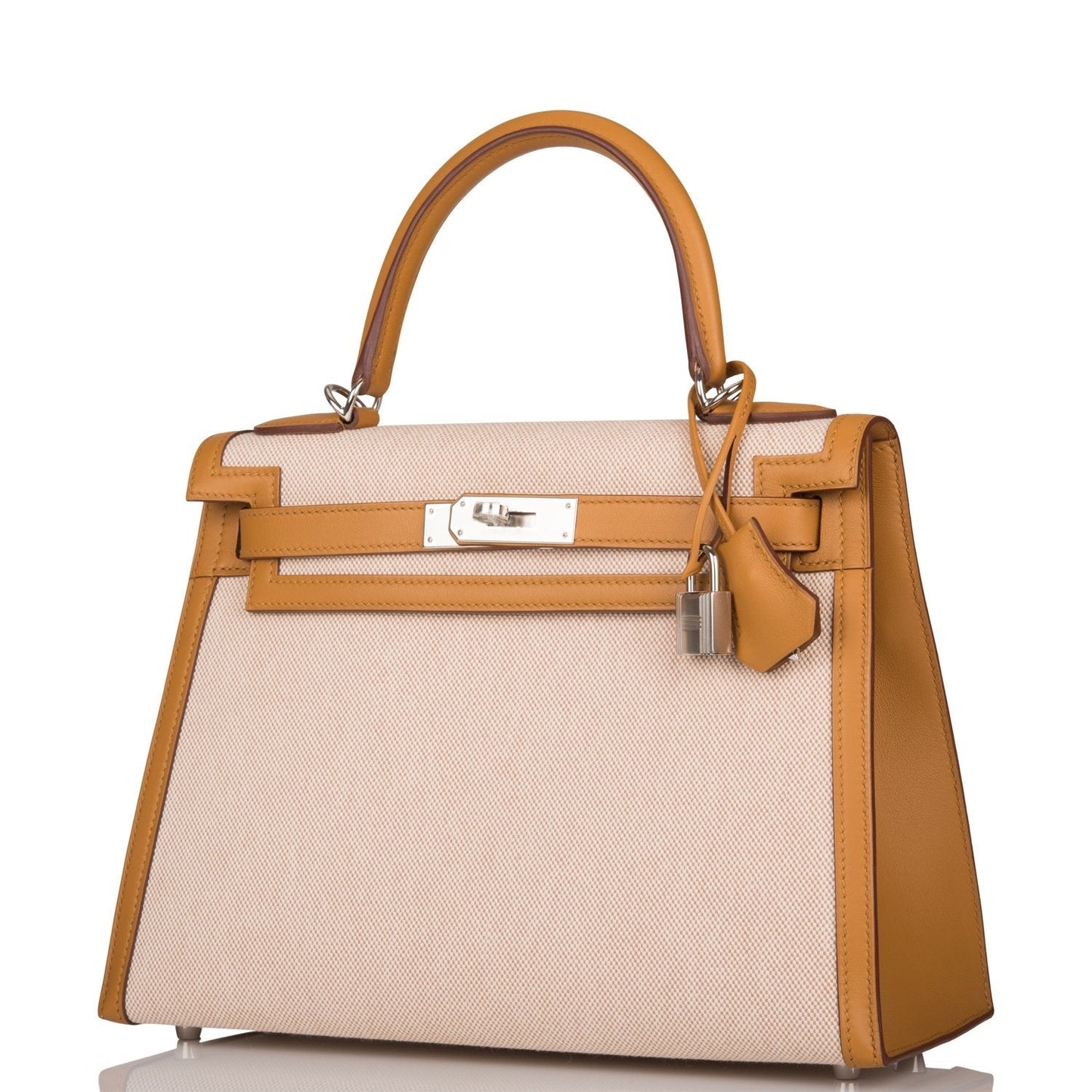 Hermes Kelly Sellier 28 Sesame Toile and Swift Palladium Hardware