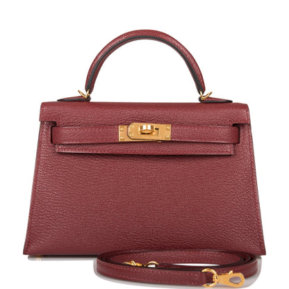 Hermes Kelly Sellier 20 Rouge H Chevre Gold Hardware