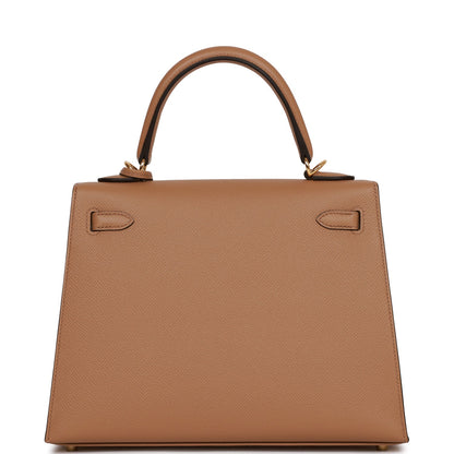 Hermes Kelly Sellier 25 Chai Epsom Gold Hardware