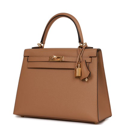 Hermes Kelly Sellier 25 Chai Epsom Gold Hardware