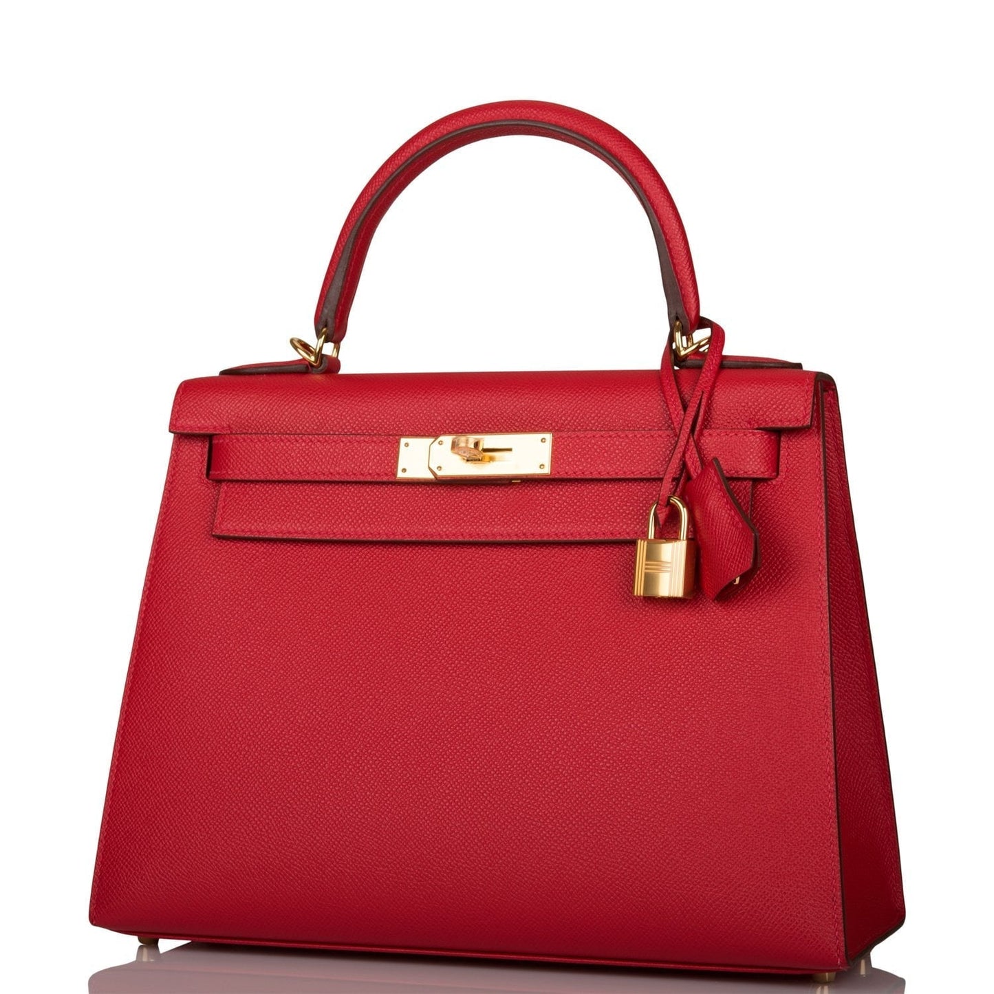 Hermes Kelly Sellier 28 Rouge Casaque Epsom Gold Hardware