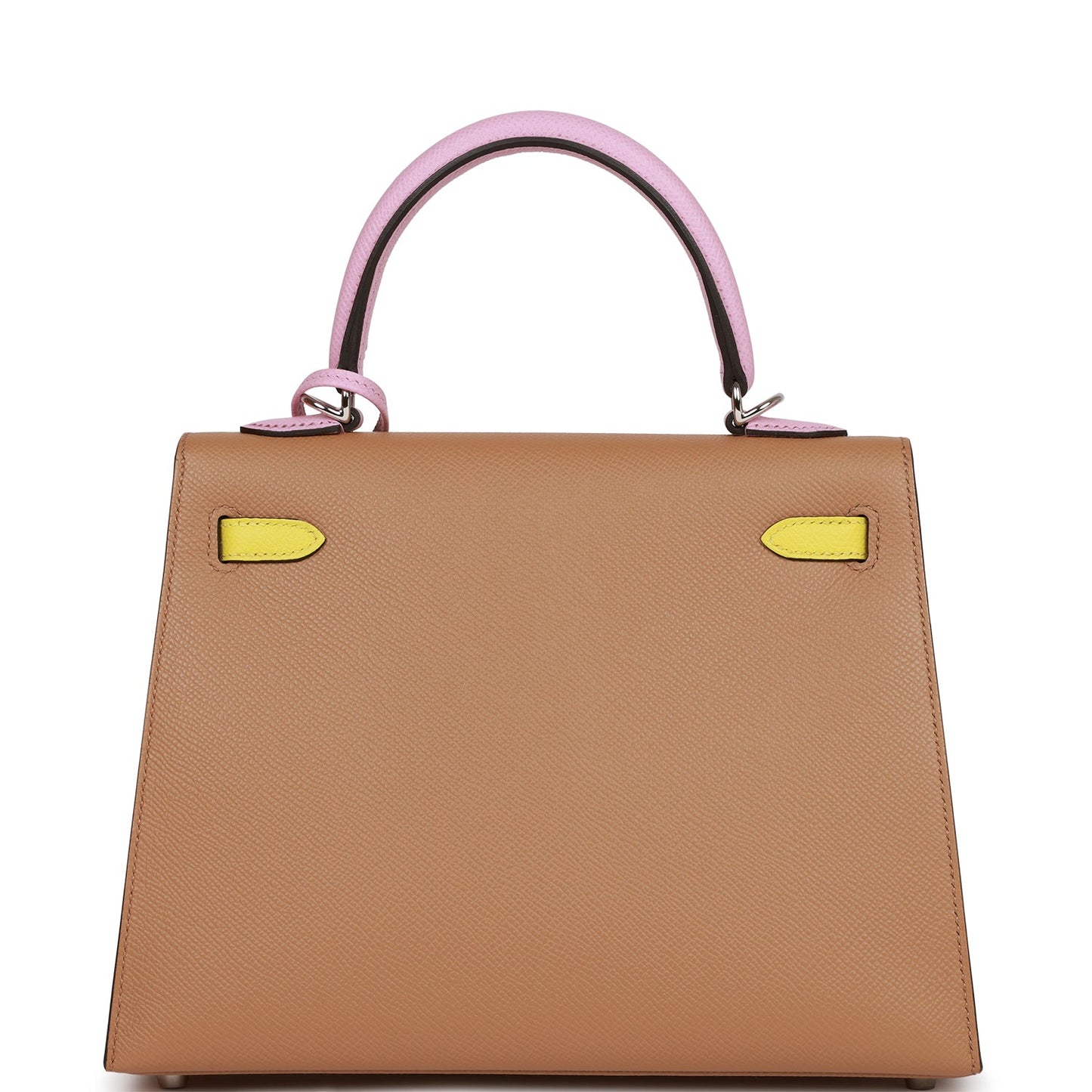 Hermes Kelly Sellier 25 Tri-Color Chai, Lime and Mauve Sylvestre Epsom Palladium Hardware