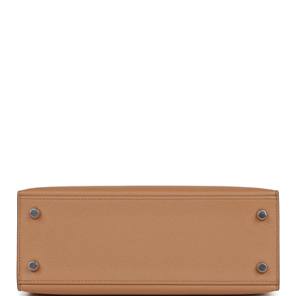 Hermes Kelly Sellier 25 Tri-Color Chai, Lime and Mauve Sylvestre Epsom Palladium Hardware