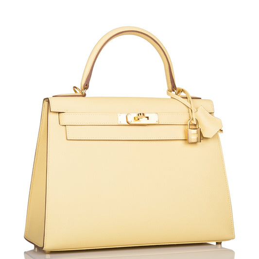 Hermes Kelly Sellier 28 Jaune Poussin Epsom Gold Hardware