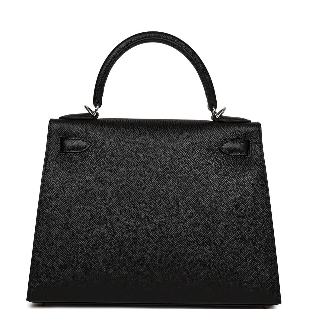 Hermes Kelly Sellier 28 Black Epsom Palladium Hardware