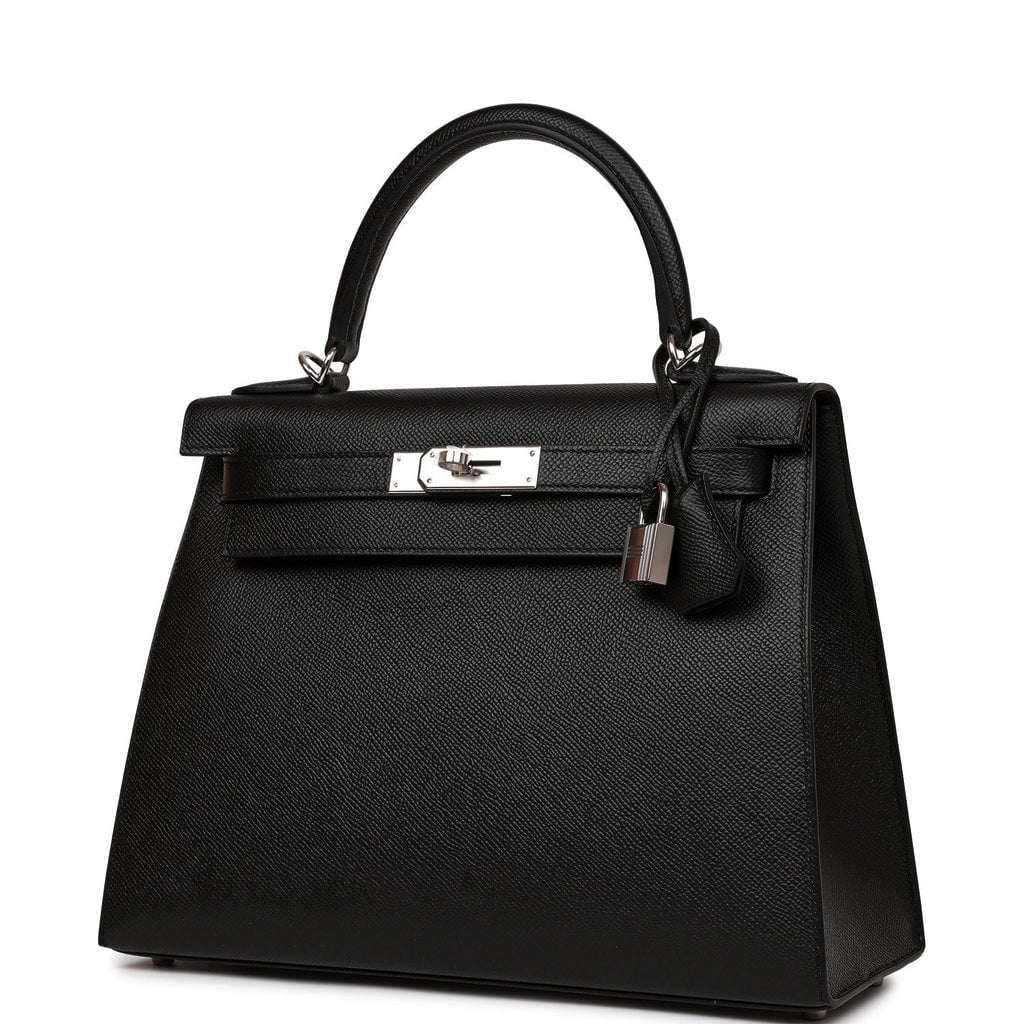 Hermes Kelly Sellier 28 Black Epsom Palladium Hardware