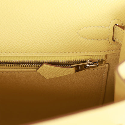 Hermes Kelly Sellier 25 Jaune Poussin Epsom Palladium Hardware