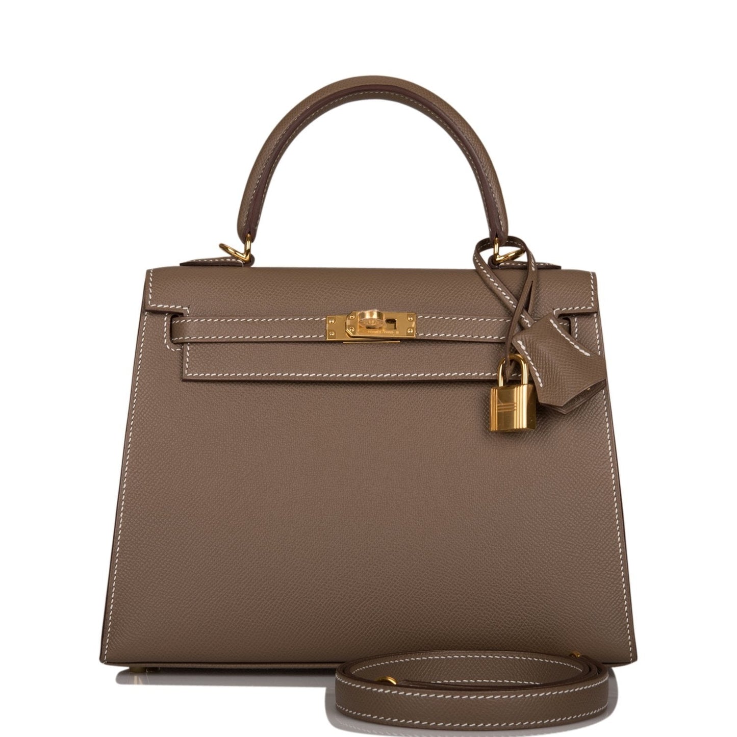 Hermes Kelly Sellier 25 Etoupe Epsom Gold Hardware