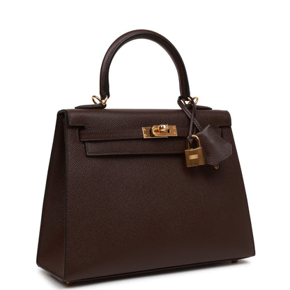 Hermes Kelly Sellier 25 Rouge Sellier Epsom Gold Hardware