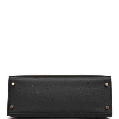 Hermes Kelly Sellier 28 Black Epsom Gold Hardware