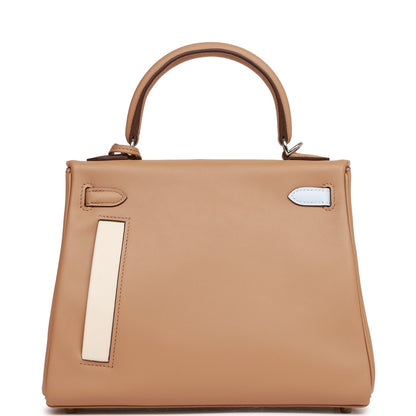 Hermes Colormatic Kelly Retourne 25 Chai, Bleu Brume and Lime Swift Palladium Hardware