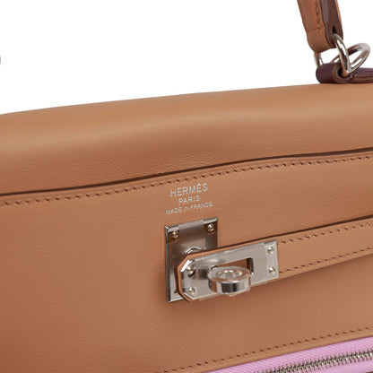 Hermes Colormatic Kelly Retourne 25 Chai, Bleu Brume and Lime Swift Palladium Hardware