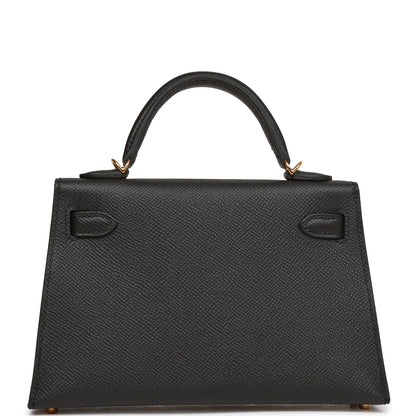 Hermes Kelly Sellier 20 Black Epsom Gold Hardware