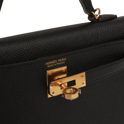 Hermes Kelly Sellier 20 Black Epsom Gold Hardware