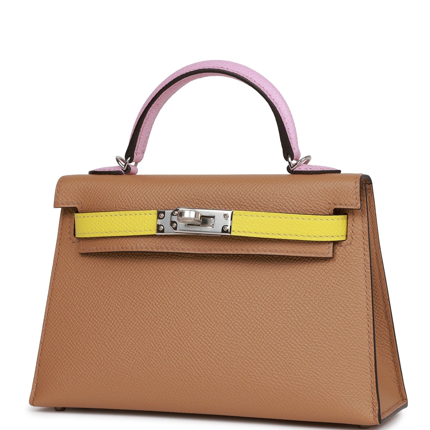 Hermes Kelly Sellier 20 Tri-Color Chai, Lime and Mauve Sylvestre Epsom Palladium Hardware