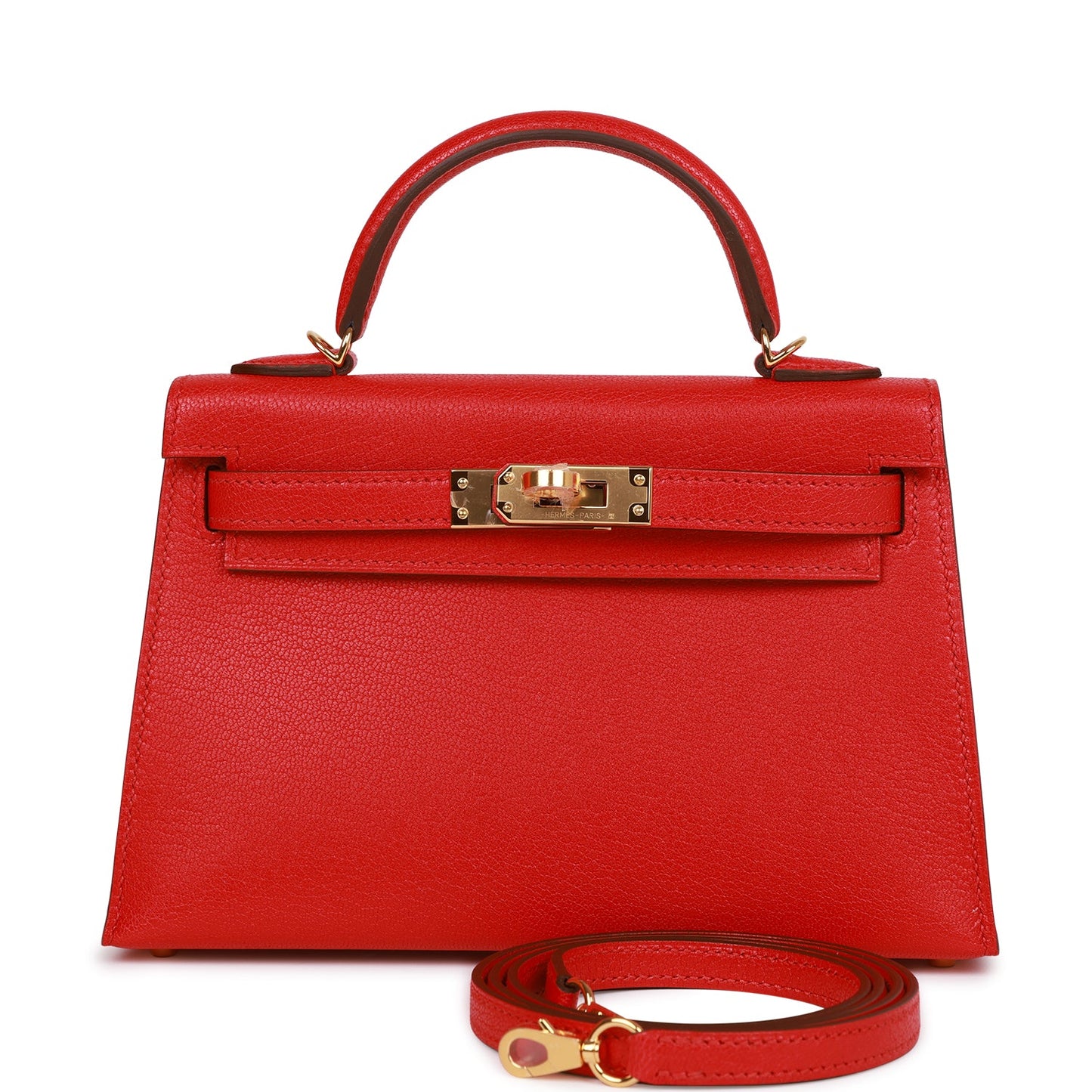 Hermes Kelly Sellier 20 Rouge de Coeur Chevre Gold Hardware