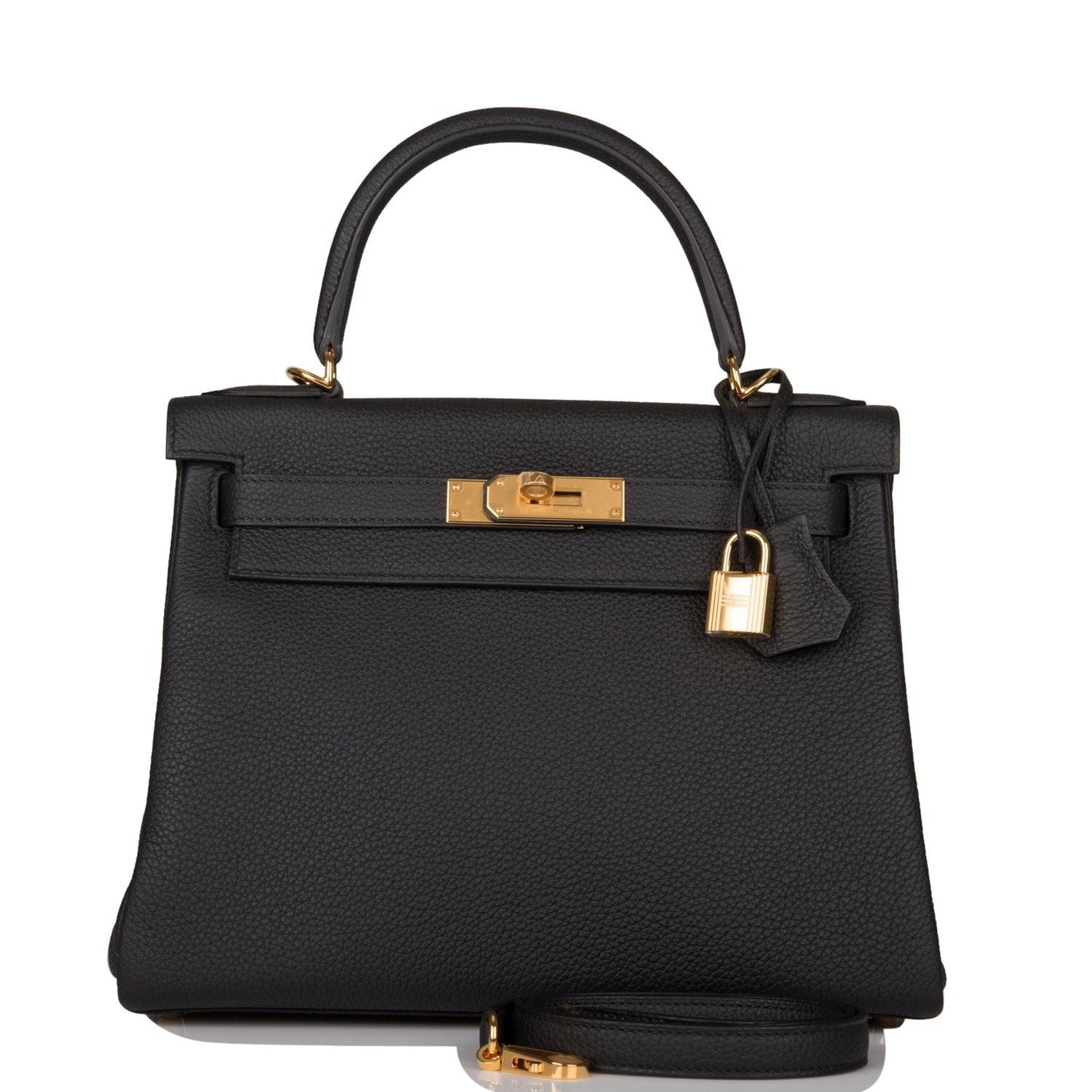 Hermes Kelly Retourne 28 Black Togo Gold Hardware