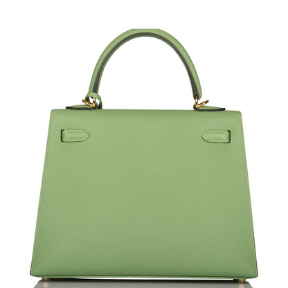 Hermes Kelly Sellier 25 Vert Criquet Epsom Gold Hardware