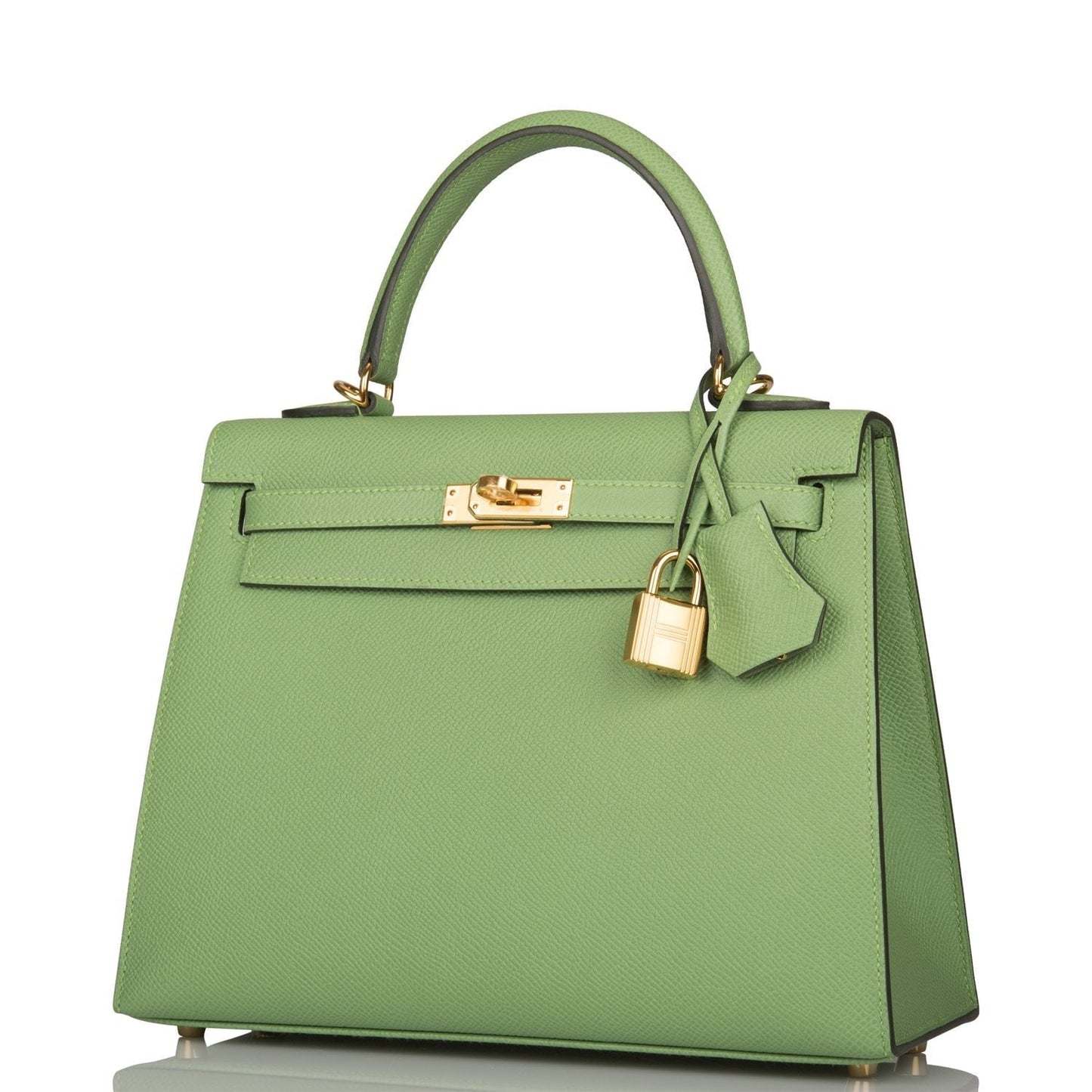 Hermes Kelly Sellier 25 Vert Criquet Epsom Gold Hardware