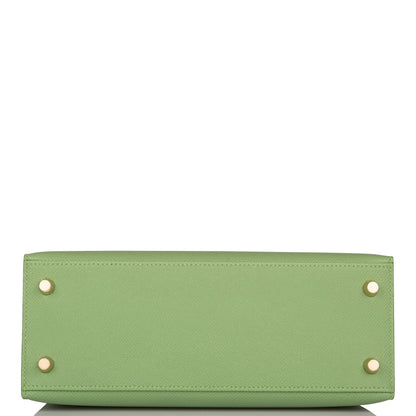 Hermes Kelly Sellier 25 Vert Criquet Epsom Gold Hardware