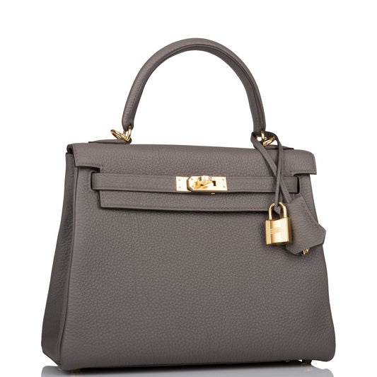 Hermes Kelly Retourne 25 Etain Togo Gold Hardware